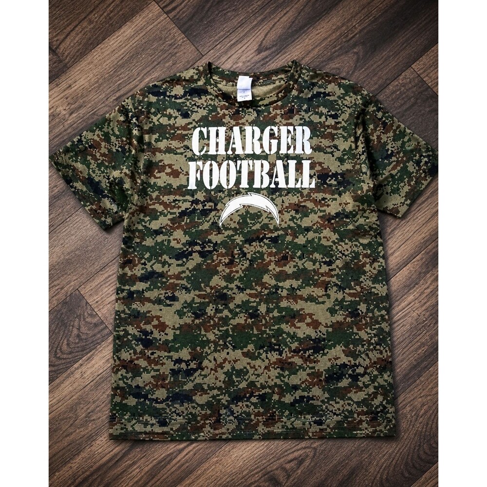 Charger Football Camo Athletic Double Sided Performance Tee T Shirt Mens Medium